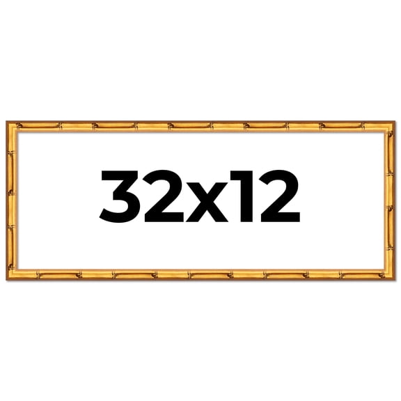 32x12 Frame Gold Bamboo Picture Frame - Complete Modern Photo Frame Includes UV Acrylic Shatter
