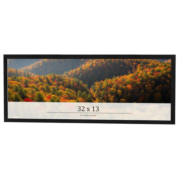 32x13 Frame Black Charcoal Grey Wood Textured Picture Frame | 0.75 Inch Moulding Width | Gunmetal