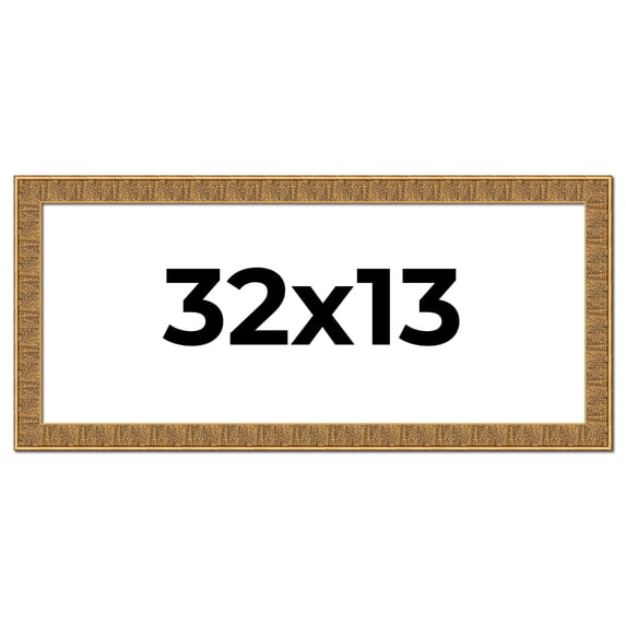 32x13 Frame Black and Gold Distressed Solid Wood Sonoma Picture Frame | 1.625 Inch Moulding Width |