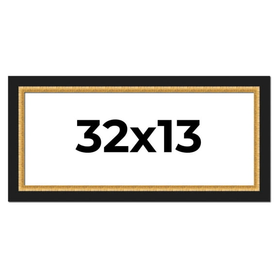 32x13 Frame Gold Real Wood Picture Frame Width 2.25 Inches | Interior Frame Depth 0.5 Inches |