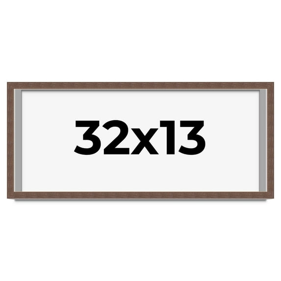 32x13 Shadow Box Frame Brown | 1.125 inches Deep Real Wood Rustic Shadowbox Display Frame | UV