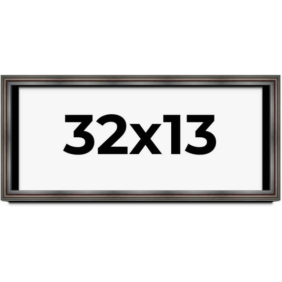 32x13 Shadow Box Frame Brown Cherry | 2.625 Inches Deep Pine Wood Traditional Shadowbox Display