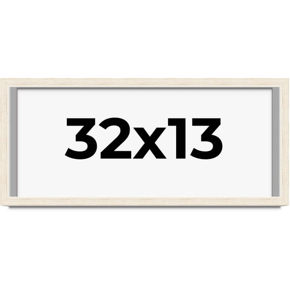 32x13 Shadow Box Frame White | 1.125 Inches Deep Real Wood Rustic Shadowbox Display Frame | UV