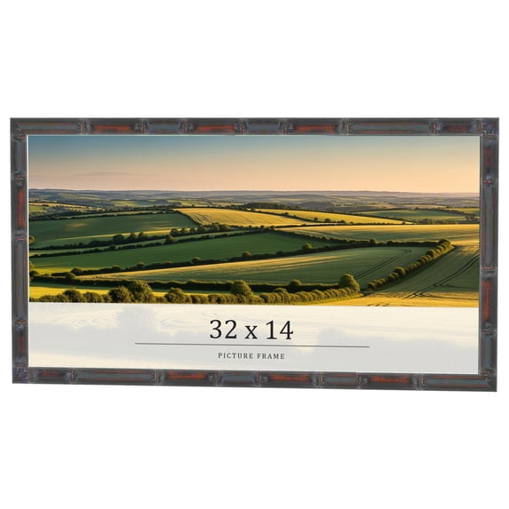 32x14 Frame Brown Bamboo with Dark Coffee/Walnut Finish | Solid Wood Picture Frame Width 0.75