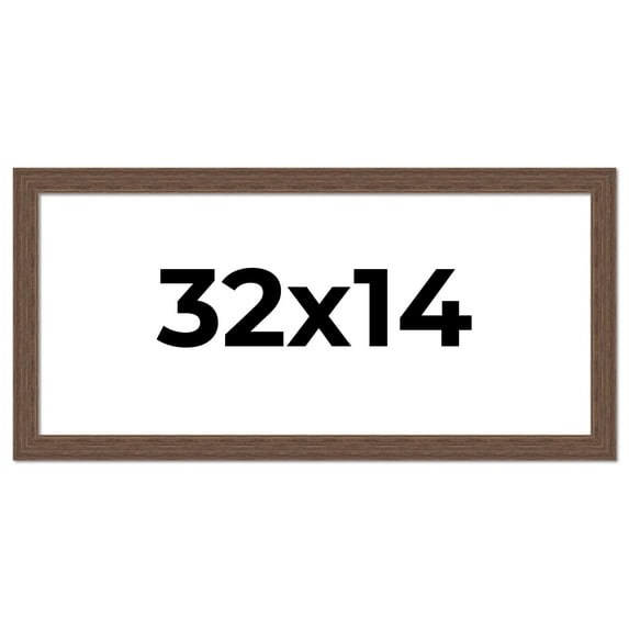 32x14 Frame Brown Farmhouse Solid Wood Picture Frame Width 1.5 Inches | Interior Frame Depth 0.5
