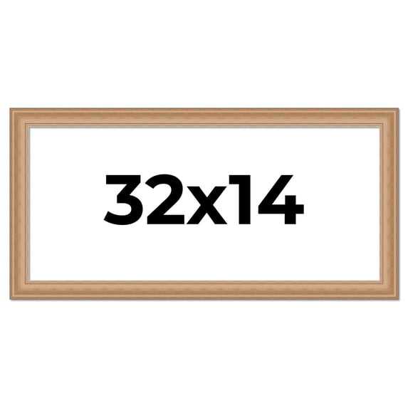 32x14 Frame Charleston Honey Brown Solid Wood Picture Frame Width 1.75 Inches | Interior Depth 0.5