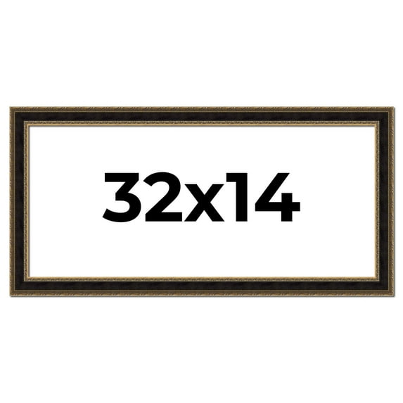 32x14 Frame Gold Antique Vintage Sold Wood Picture Frame | 1.75 Inch Moulding Width | Interior