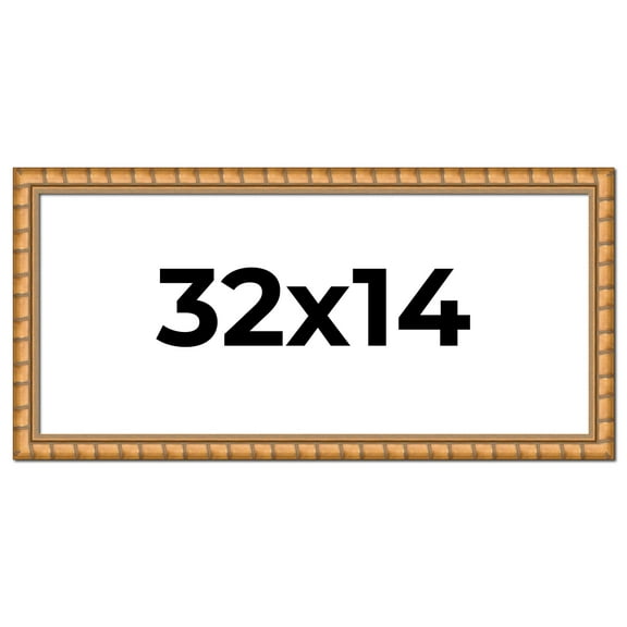 32x14 Frame Gold Real Wood Picture Frame Width 1.5 inches | Interior Frame Depth 0.5 inches |