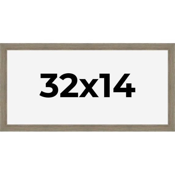 32x14 Frame Gray Barnwood Rustic Solid Wood Picture Frame | 1.5 Inch Moulding Width | Includes UV