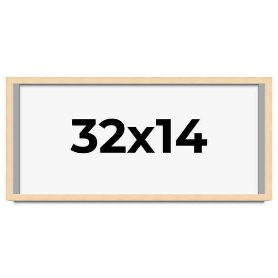 32x14 Frame Natural Wood Picture Frame | 0.75 Inch Moulding Width | with UV Acrylic Plexiglass,