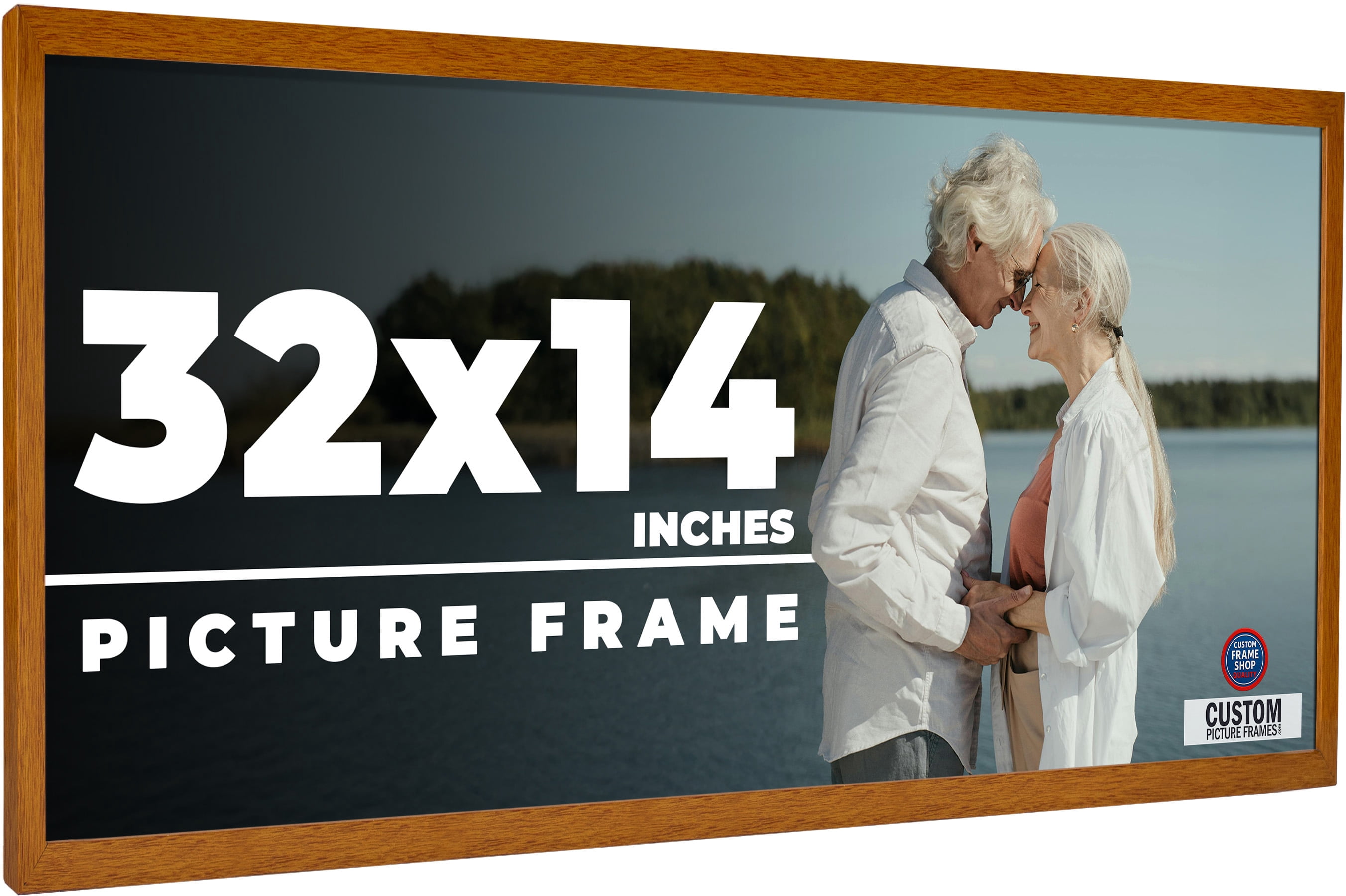 32x14 Honey Brown Real Wood Picture Frame Width 0.75 inches | Interior ...