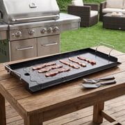 32x14 Inch Carbon Steel Flat Top Griddle, Universal BBQ Grill Pan Cookware with Non Stick PTFE Coating Outdoor Cooking Griddle Plate for Gas Grill Backyard Barbecue Family Gathering