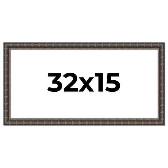 32x15 Frame Black Bamboo Solid Wood Picture Frame Width 1.5 Inches | Interior Frame Depth 0.5