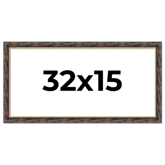 32x15 Frame Gold Real Wood Picture Frame Width 1.5 inches | Interior Frame Depth 0.5 inches |