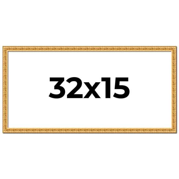 32x15 Frame Gold Real Wood Picture Frame Width 1 inches | Interior Frame Depth 0.5 inches | Edwina