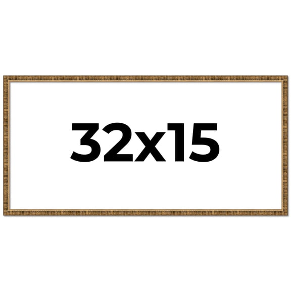 32x15 Frame Gold Solid Wood Picture Frame - Complete Modern Photo Frame Includes UV Acrylic
