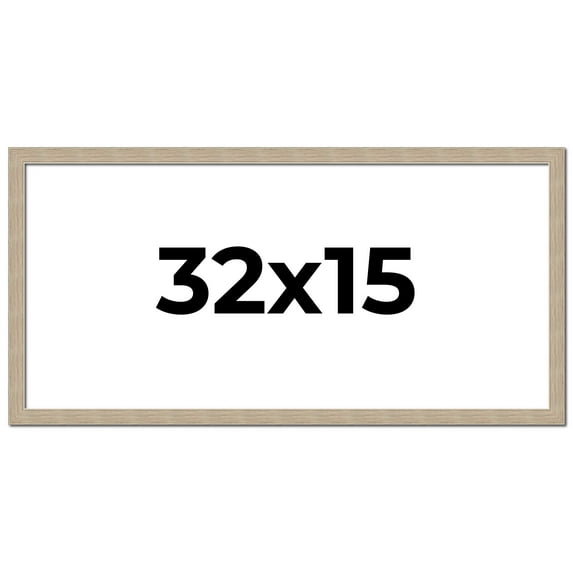 32x15 Frame Grey Solid Wood Picture Frame Width 1 Inches | Interior Frame Depth 0.5 Inches |