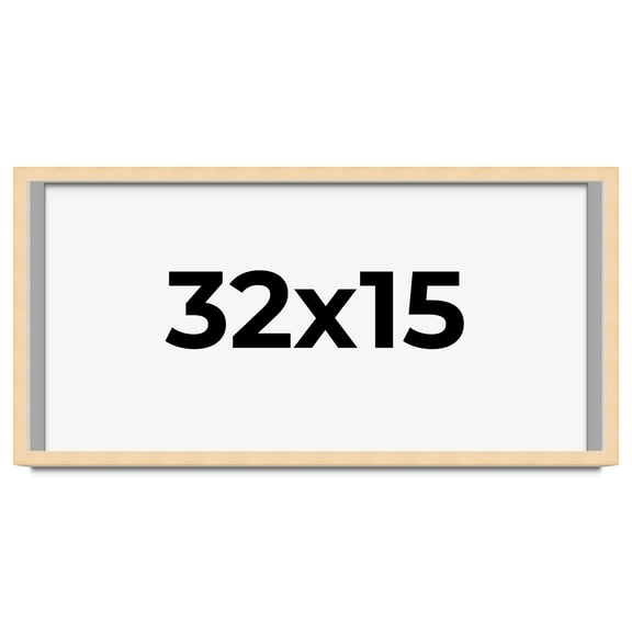 32x15 Frame Natural Wood Picture Frame | 0.75 Inch Moulding Width | with UV Acrylic Plexiglass,