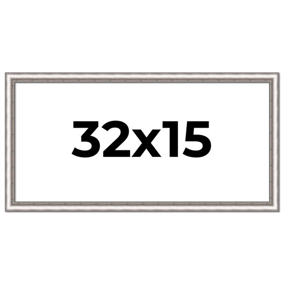 32x15 Frame Silver Real Wood Picture Frame Width 1.25 Inches | Interior Frame Depth 0.5 Inches |