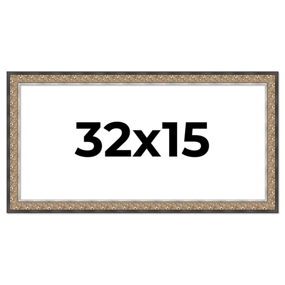 32x15 Frame Silver Real Wood Picture Frame Width 1.75 Inches | Interior Frame Depth 0.5 Inches |