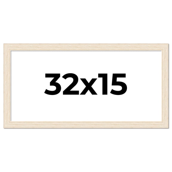 32x15 Frame White Barnwood Picture Frame Includes UV Acrylic Plexiglass, Acid Free Foam Backing