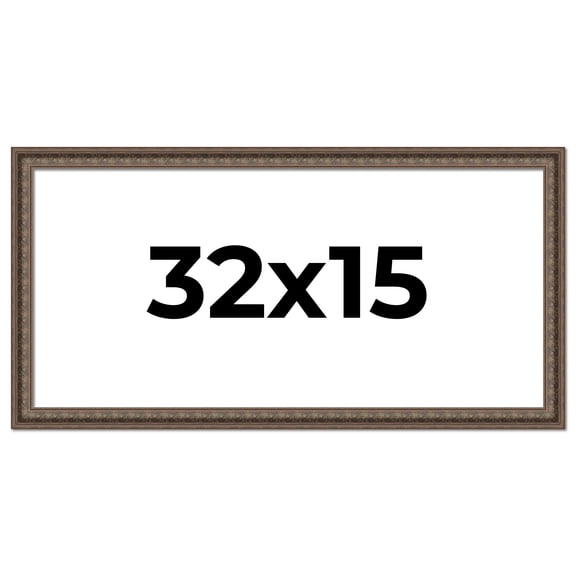 32x15 Ornate Brown Real Wood Picture Frame Width 1.5 Inches | Interior Frame Depth 0.5 Inches |