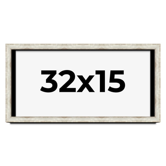32x15 Shadow Box Frame Silver | 1.625 Inches Deep Real Wood Contemporary Shadowbox Display Frame |