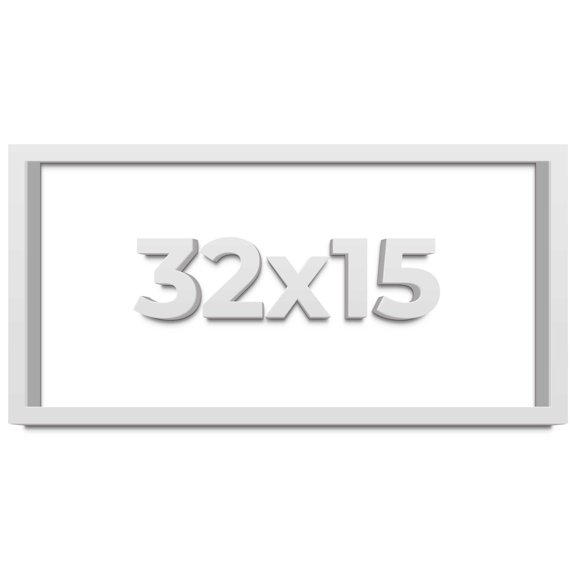 32x15 Shadow Box High Gloss White Display Frame | 1.625 Inches Deep | 1 Inch Moulding Width | Solid
