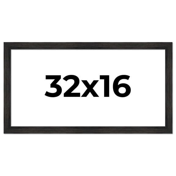 32x16 Black Rustic Wide Barnwood Picture Frame - UV Acrylic, Foam Board Backing, Hanging Hardware