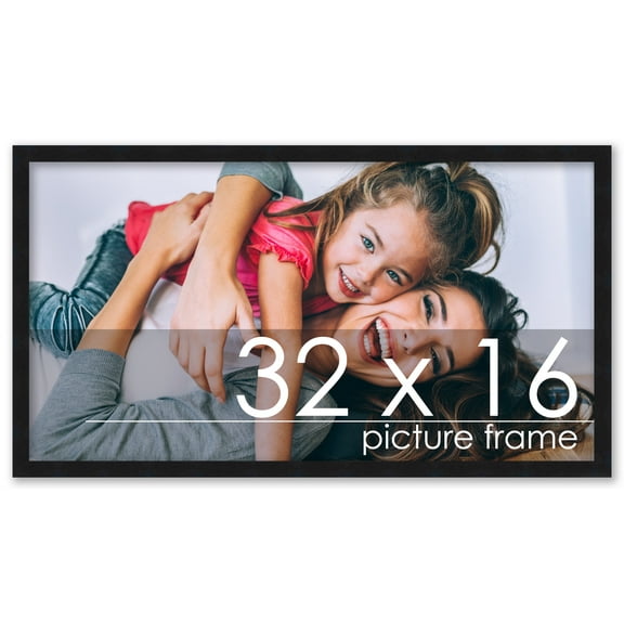 32x16 Frame Black Wood Picture Frame - UV Acrylic, Foam Board Backing, & Hanging Hardware Included!