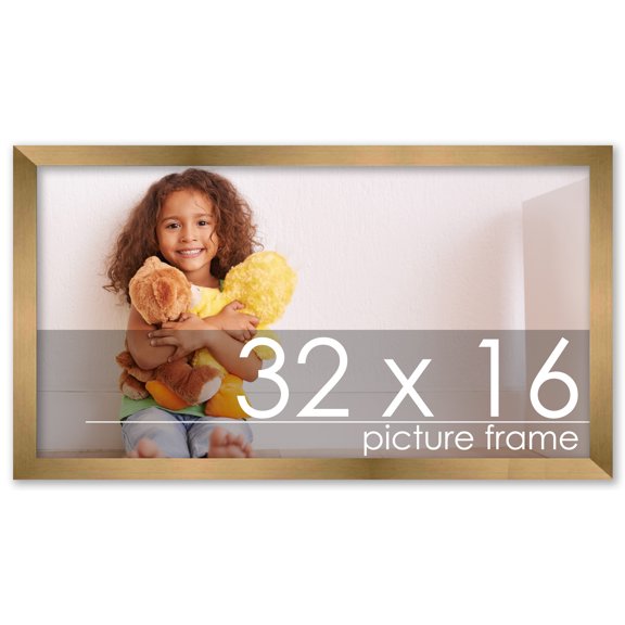 32x16 Gold Bronze Wood Picture Frame - UV Acrylic, Foam Board Backing, Hanging Hardware