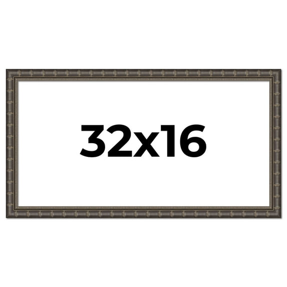 32x16 Frame Black Bamboo Solid Wood Picture Frame Width 1.5 Inches | Interior Frame Depth 0.5