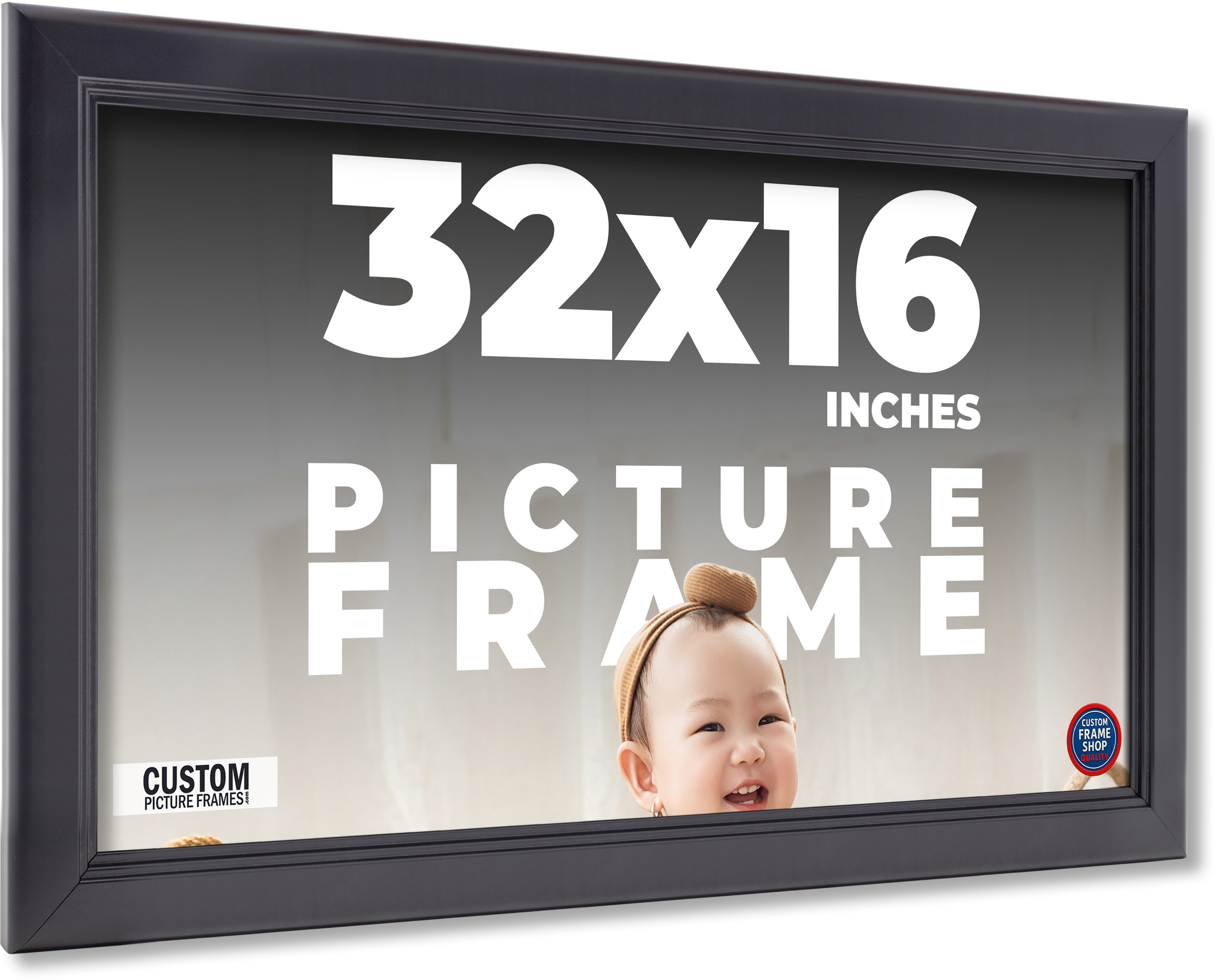 32x16 Frame Black Passaggi Solid Wood Picture Frame Width 1.5 Inches ...