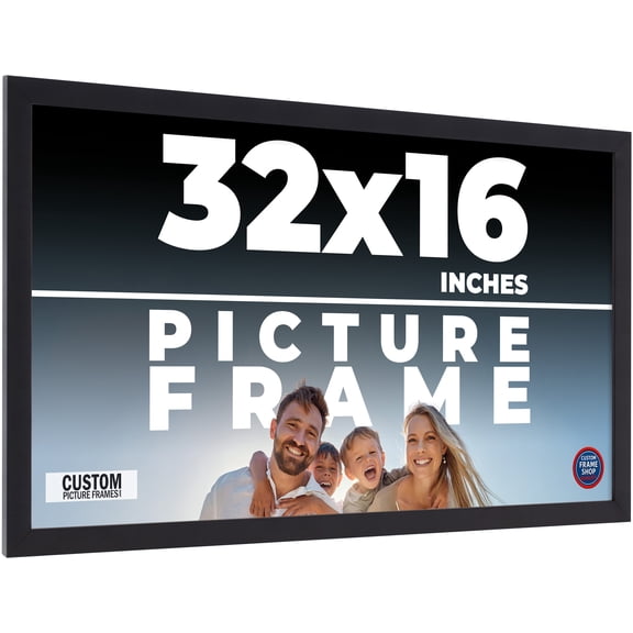 32x16 Frame Black Real Wood Picture Frame Width 0.75 inches | Interior Frame Depth 0.5 inches |