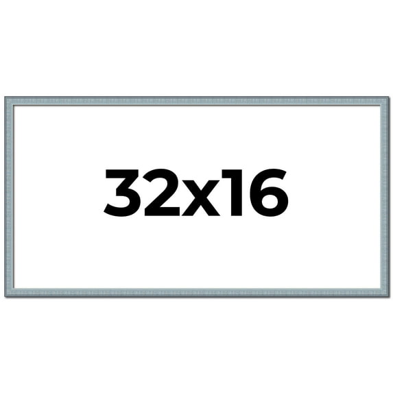 32x16 Frame Blue Scuffed Farm Board Solid Wood Picture Frame Width 0.75 Inches | Interior Depth 0.5