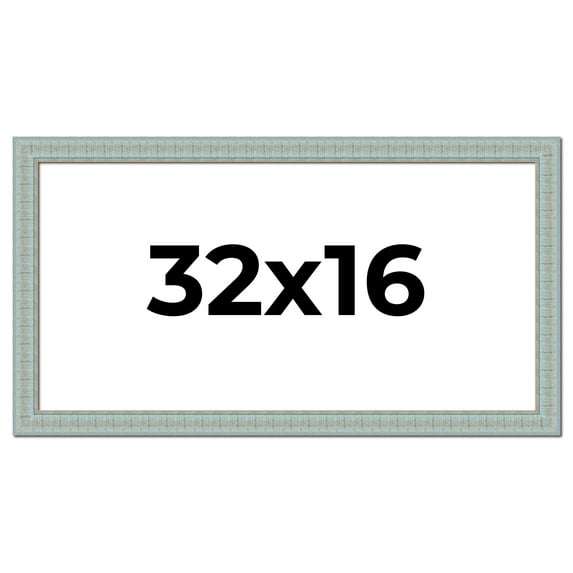 32x16 Frame Blue Teal Distressed Solid Wood Picture Frame | 1.625 Inch Moulding Width | Sonoma Blue
