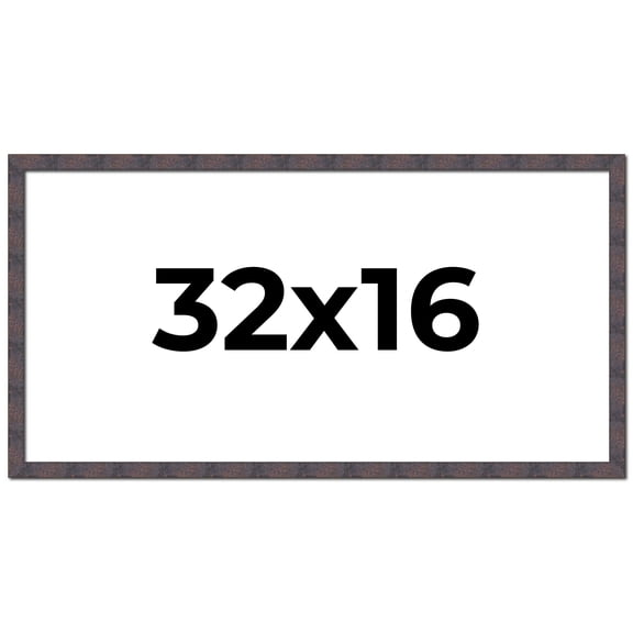 32x16 Frame Brown Rustic Lacquered Walnut Solid Wood Picture Frame Width | 0.875 Inch Moulding