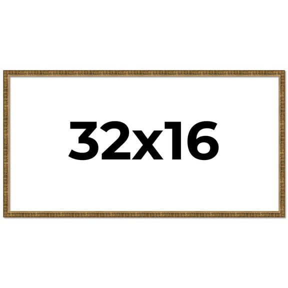 32x16 Frame Gold Kingsley Distressed Solid Wood Picture Frame Width 0.75 Inches | Interior Frame