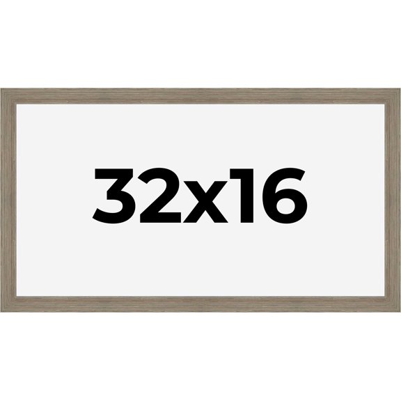 32x16 Frame Gray Barnwood Rustic Solid Wood Picture Frame | 1.5 Inch Moulding Width | Includes UV