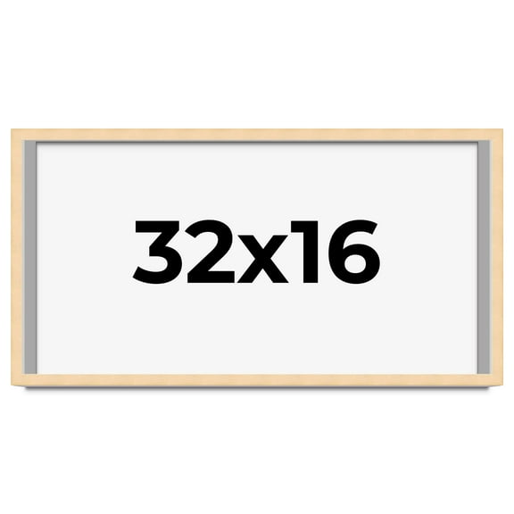32x16 Frame Natural Wood Picture Frame | 0.75 Inch Moulding Width | with UV Acrylic Plexiglass,