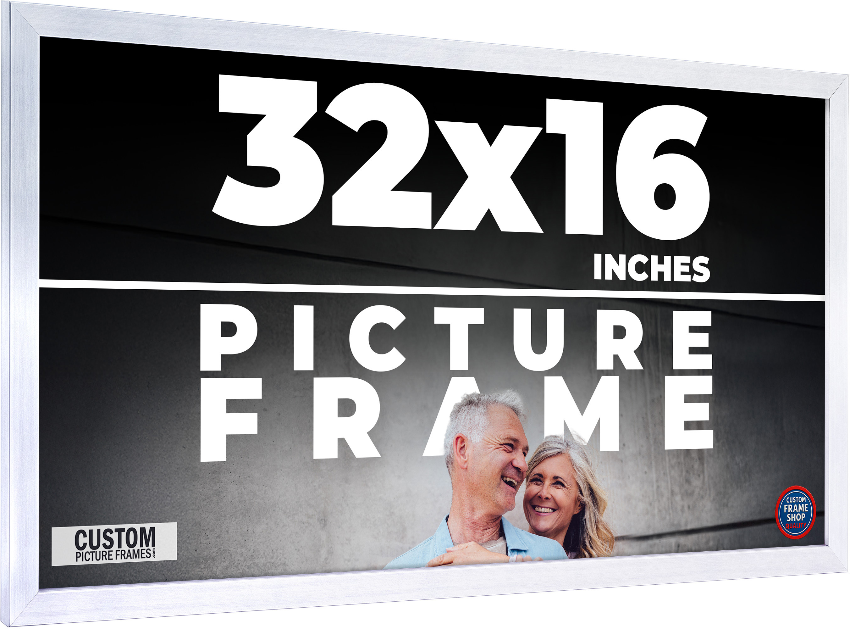 32x16 Frame Silver Real Wood Picture Frame Width 0.75 inches | Interior ...