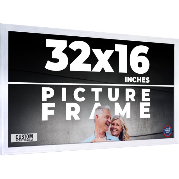 32x16 Frame Silver Real Wood Picture Frame Width 0.75 inches | Interior Frame Depth 0.5 inches |
