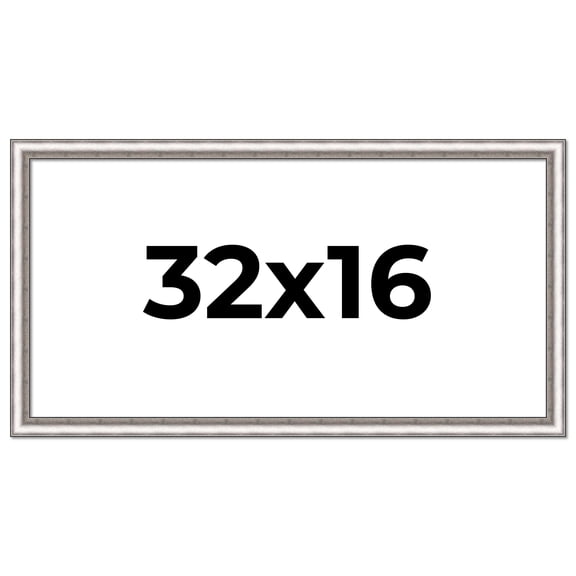 32x16 Frame Silver Real Wood Picture Frame Width 1.25 Inches | Interior Frame Depth 0.5 Inches |