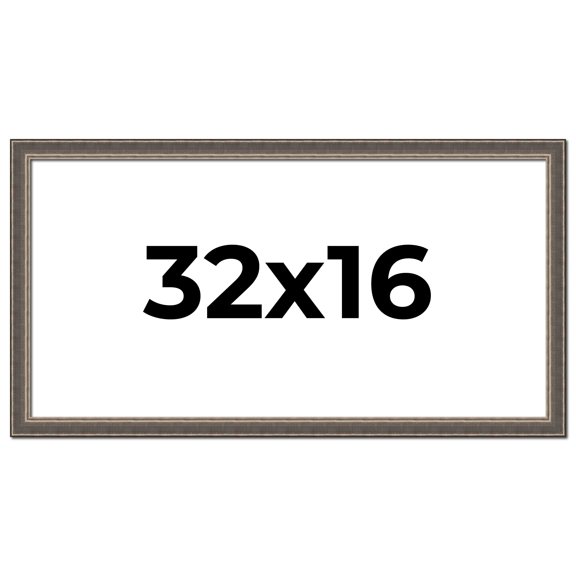 32x16 Frame Silver Real Wood Picture Frame Width 1.25 Inches | Interior Frame Depth 0.5 Inches |