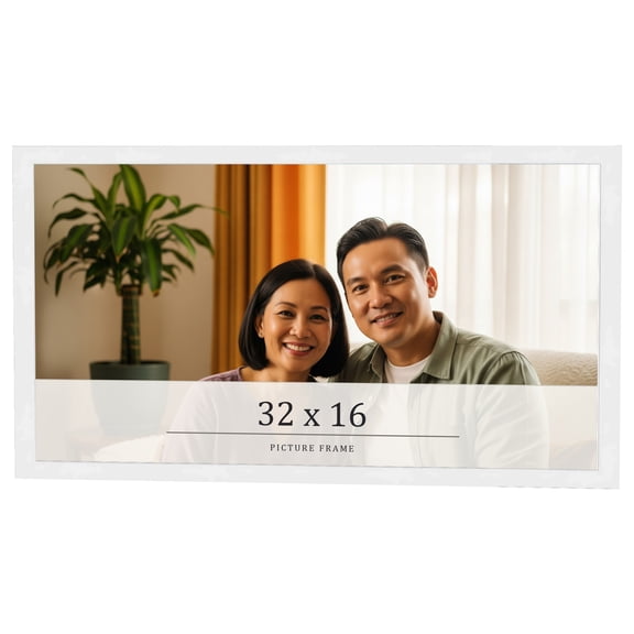 32x16 Frame White Real Wood Picture Frame Width 0.75 inches | Interior Frame Depth 0.5 inches |