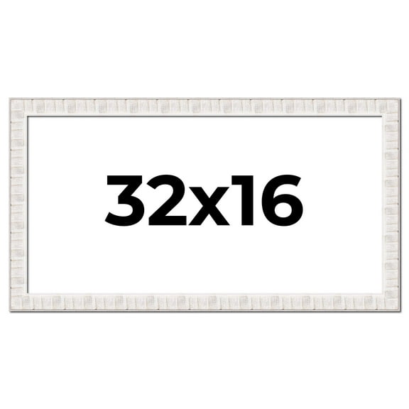 32x16 Frame White Sonoma Rustic Wood Picture Frame | 1.5 Inch Moulding Width | Complete with UV