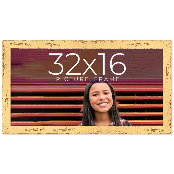 32x16 Frame Yellow Real Wood Picture Frame Width 1.25 inches | Interior Frame Depth 0.5 inches |