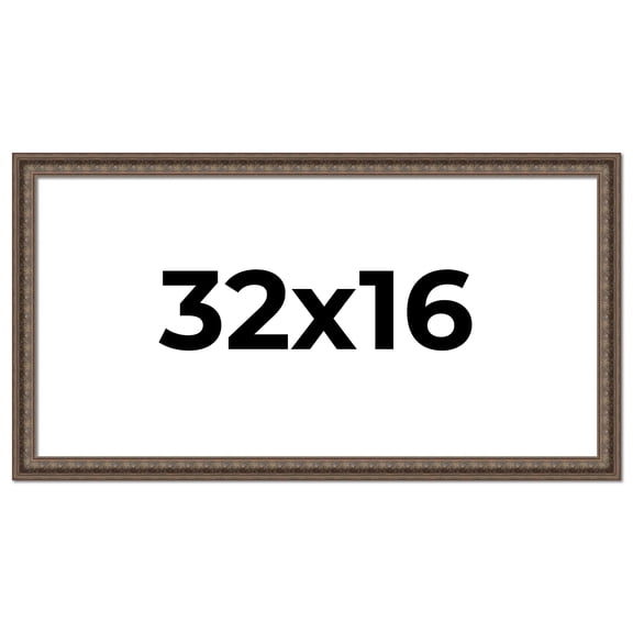 32x16 Ornate Brown Real Wood Picture Frame Width 1.5 Inches | Interior Frame Depth 0.5 Inches |