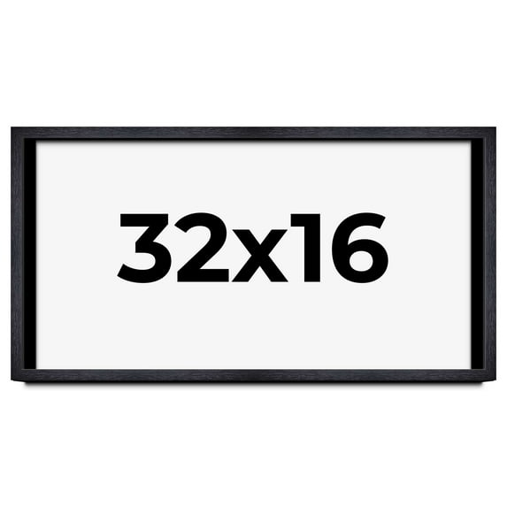 32x16 Shadow Box Frame Black | 1 Inches Deep Real Wood Farmhouse Shadowbox Display Frame | UV