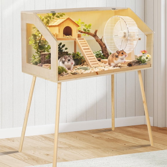 32x16x40 Inch Large Hamster Cage, Chew Proof Acrylic Window Top Open Design, Spacious Enclosure for Guinea Pig Chinchilla Gerbil